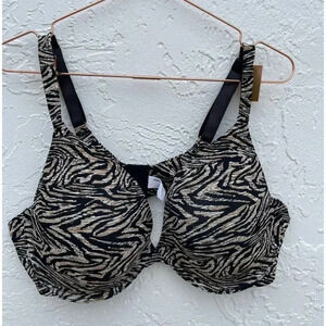 The Perfect Plunge Womens Padded Tiger Print Bra Sz 46c